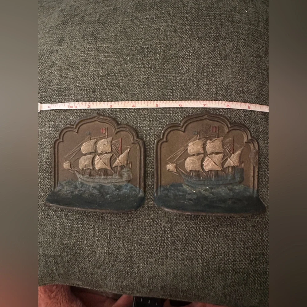 Vintage cast iron sailing ship bookends - Picture 2 of 4